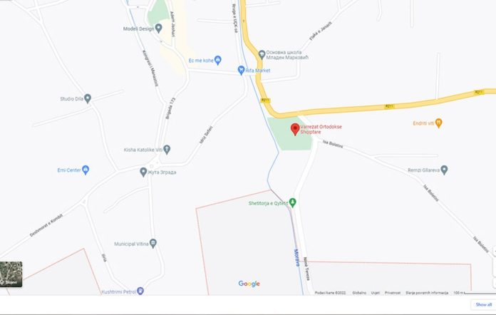 Oznaka srpskog pravoslavnog groblja u Vitini na Gugl mapi (Foto: Gugl mapa)