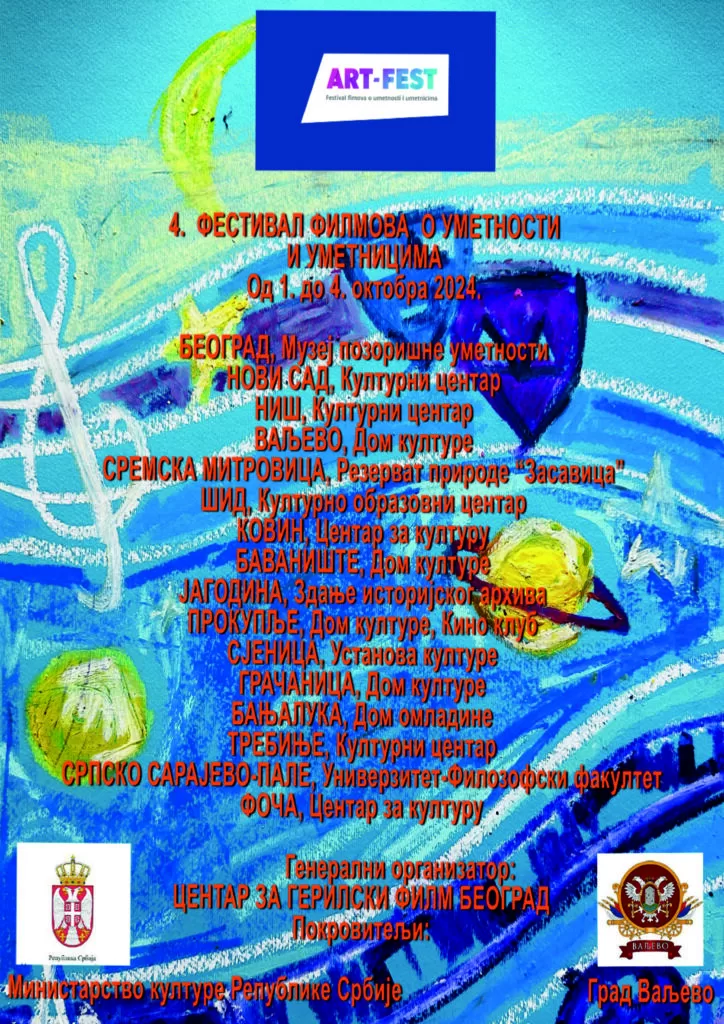 Četvrti Festival filmova o umetnosti i umetnicima u Gračanici 1 Plakat art festa 724x1024 1 jpg