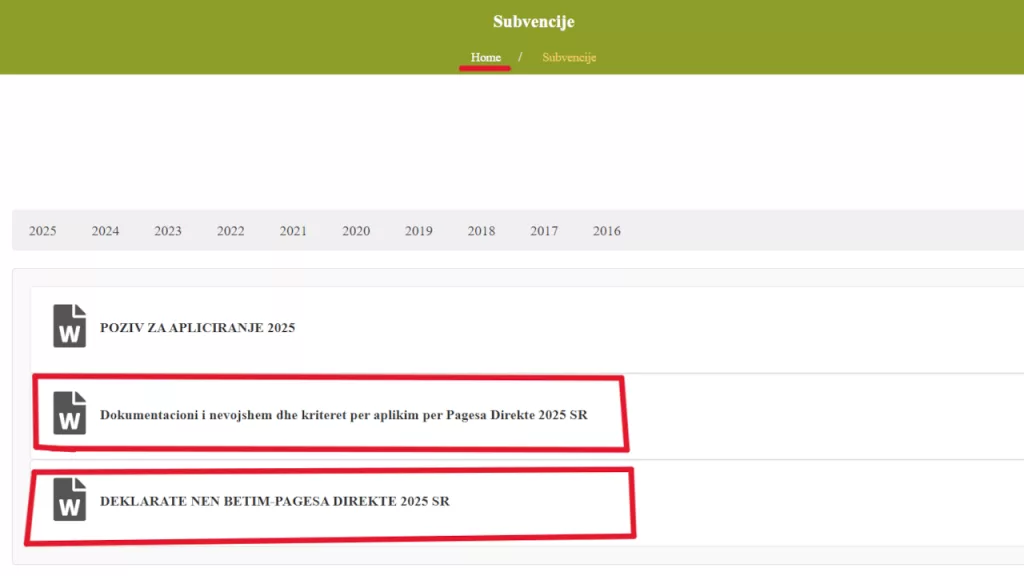 Sistematsko nepoštovanje Zakona o upotrebi jezika: Ministarstvo poljoprivede, šumarstva i ruralnog razvoja 2 Foto: Printskrin mbpzhr.rks-gov.net