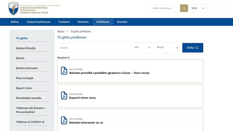 Sistematsko (ne)poštovanje Zakona o upotrebi jezika: Ustavni sud Kosova kao pozitivan primer 3 Ustavni sud – publikacije (Foto: printscr)