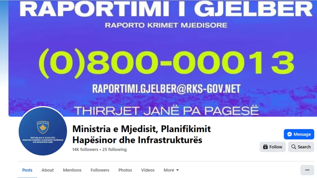 Sistematsko (ne)poštovanje Zakona o upotrebi jezika: Ministarstvo infrastrukture 3 Foto: Printskrin Fejsbuk@Ministarstvo infrastrukture Kosova