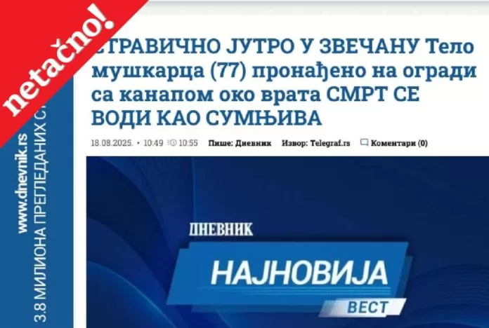 Foto: Naslov vesti na portalu Dnevnik, print screen Foto: Naslov vesti na portalu Dnevnik, print screen