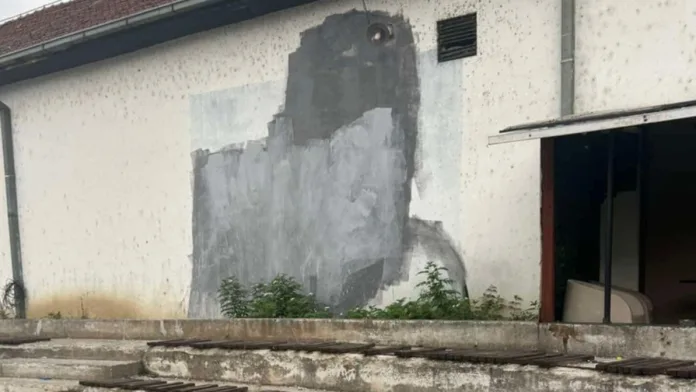 Prekrečeni mural u Leposaviću (Foto: Meštani Sočanice) Prekrečeni mural u Leposaviću (Foto: Meštani Sočanice)